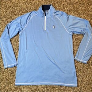 White Water 1/4 Zip Performance Pullover Men's Size L Marlin Logo Light Blue